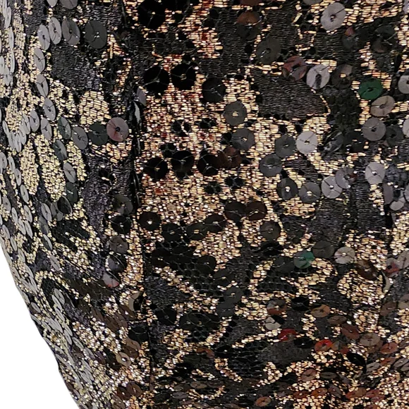 Vintage Dress Gold Puff Sleeves +  Sequins - curated by Rory Castillo - Picture 6 of 13